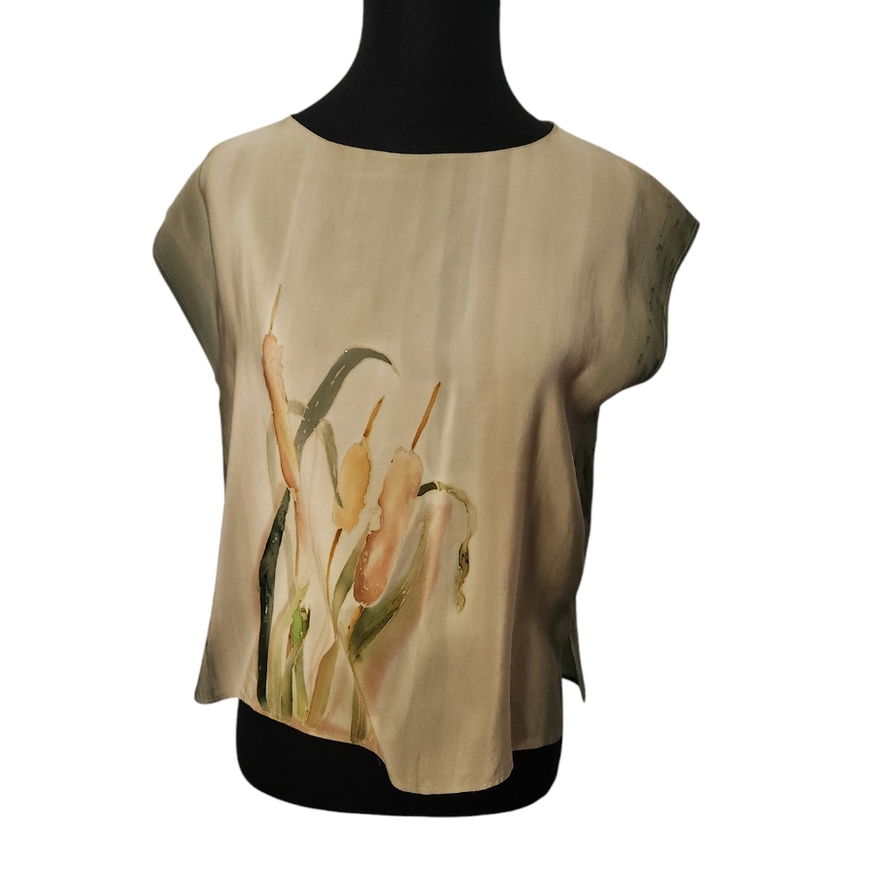Hand Painted Silk Blouse by Lahja Size Small